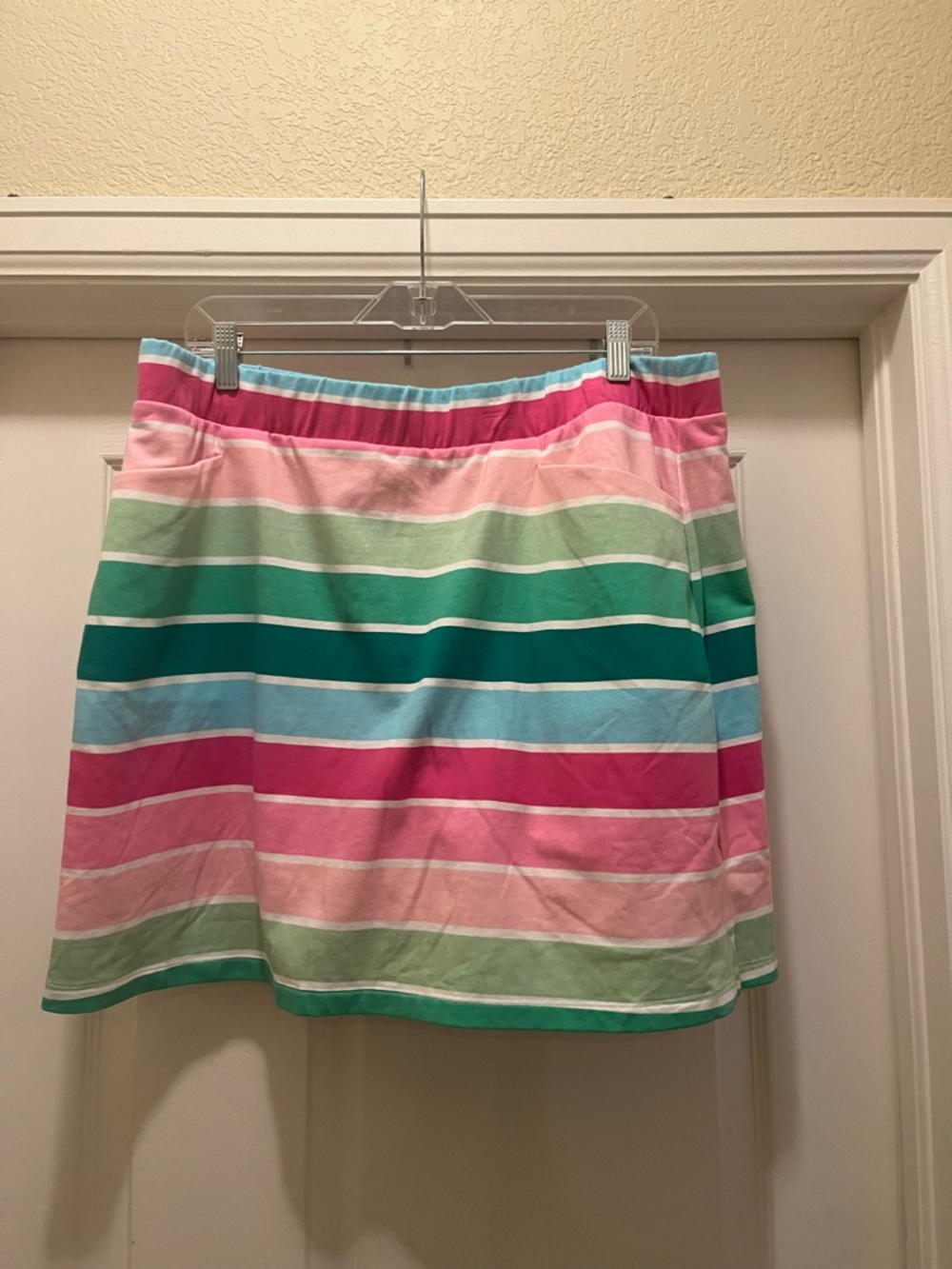Striped Multicolor Cotton Skort - Pink & Green